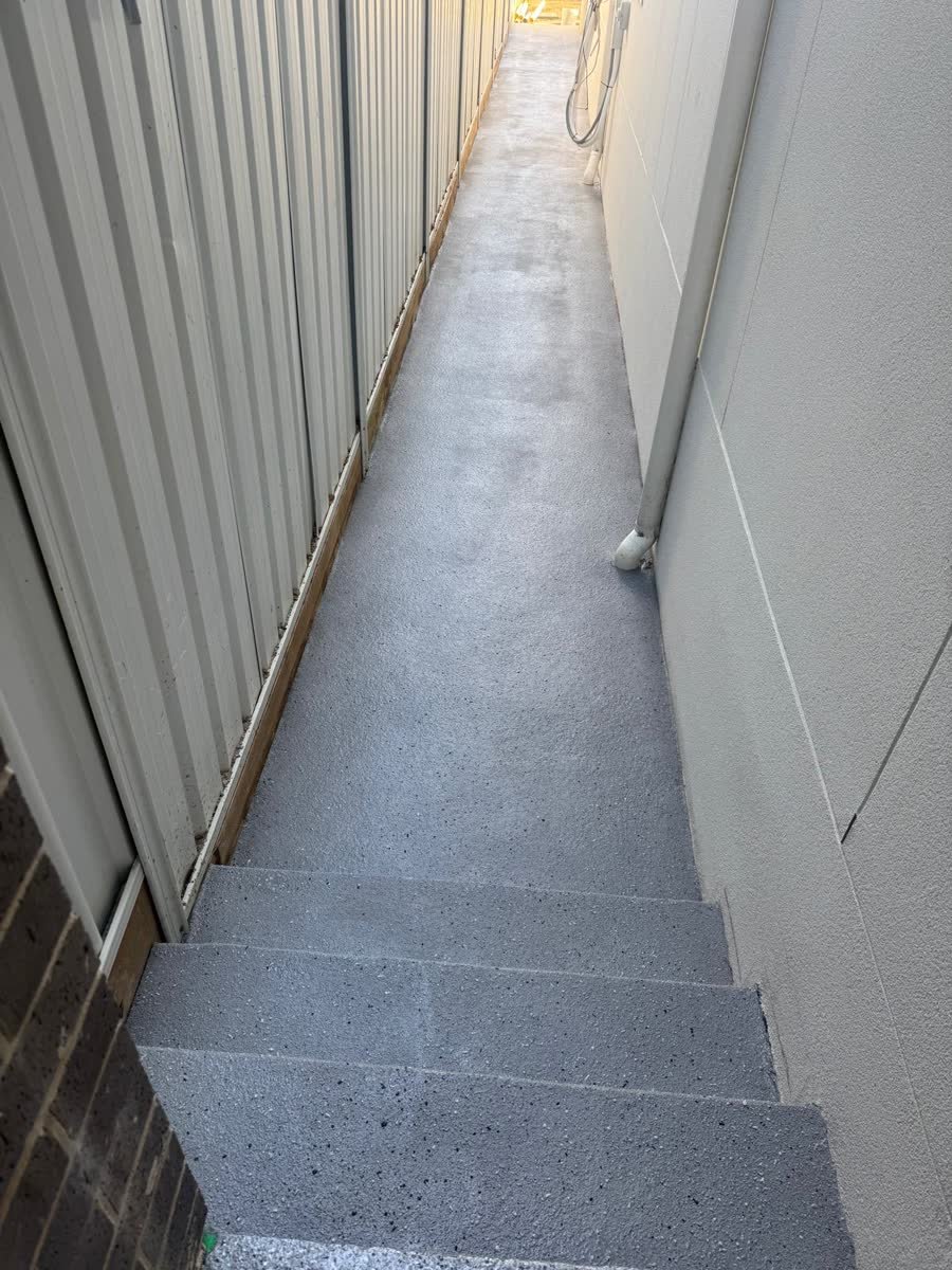 Spray-crete side path and steps by Epoxy Flooring NSW